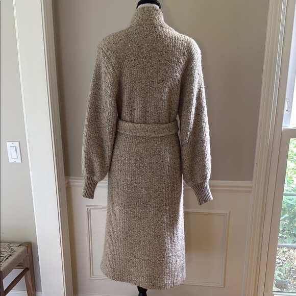 Vintage Wool Mohair Blend Long Textured Cardigan Sweater Belted Women's Large - Picture 6 of 12